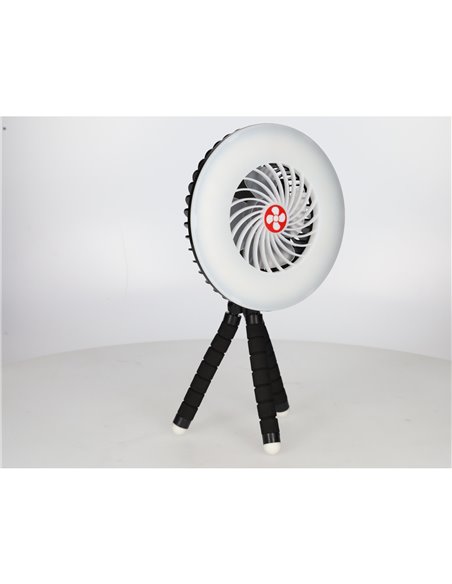 Mini ventilador solar Tanami con luz y trípode flexible