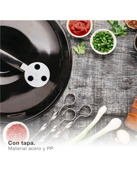 Barbacoa portátil Chasico de acero para carbón con tapa Ø435mm