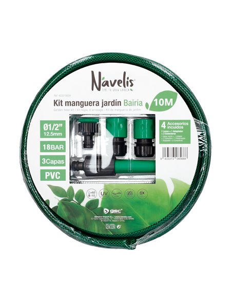 Kit manguera jardín Bairia Ø1/2" 12,5mm 10M