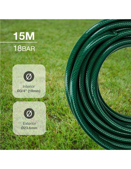 Kit manguera jardín Bairia Ø1/2" 12,5mm 15M