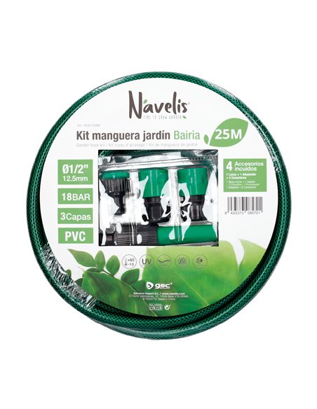 Kit manguera jardín Bairia Ø1/2" 12,5mm 25M
