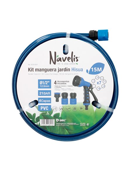 Kit manguera jardín Hisua Ø1/2" 12,5mm 15M