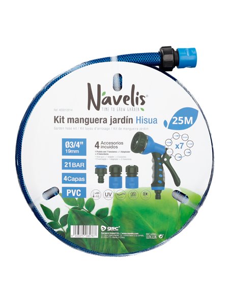 Kit manguera jardín Hisua Ø3/4" 19mm 25M