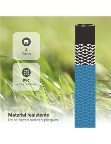 Kit manguera jardín Hisua Ø3/4" 19mm 25M