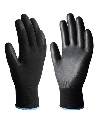 Guante poliéster y poliuretano Negro - Talla 6