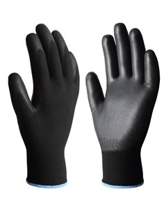 Guante poliéster y poliuretano Negro - Talla 7