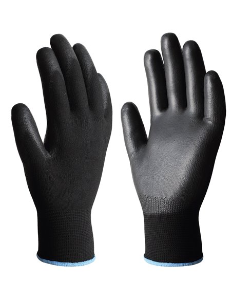 Guante poliéster y poliuretano Negro - Talla 7