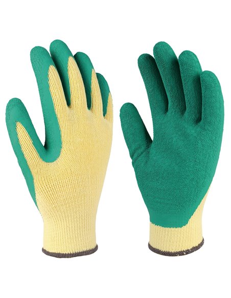 Guante poliéster y recubrimiento de latex Amarillo/Verde -Talla 9