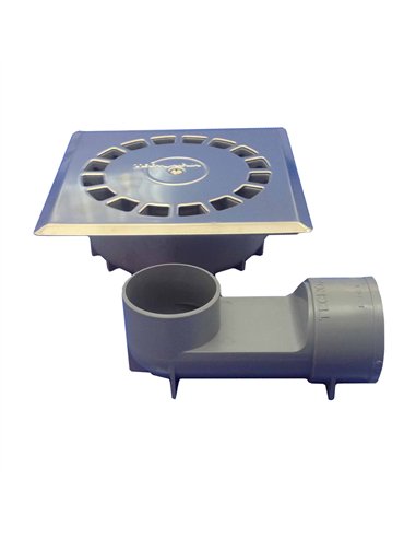 Sumidero pvc sifonico 360º estándar inoxidable t-88 vhi 15 x 15 cm / 65 x 165 x 51 mm / ø50 mm