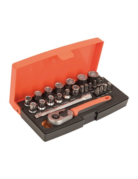 Llaves de vaso 1/4", maletín 25 piezas