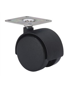 Rueda giratoria con placa y eje liso, color negro, carga máx. 50 kg, ø 5 cm