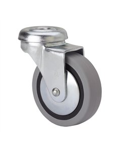 Rueda giratoria de goma con agujero y eje liso, color gris, carga máx. 17 kg, ø 4 cm