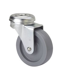 Rueda giratoria con agujero y eje liso, color gris, carga máx. 15 kg, ø 3 cm