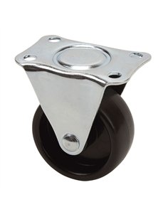 Rueda fija con placa y eje liso, color negro, carga máx. 20 kg, ø 4 cm