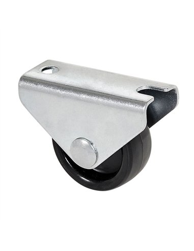 Rueda fija con placa y eje liso de dos fijaciones, color negro, carga máx. 20 kg, ø 1,5 cm