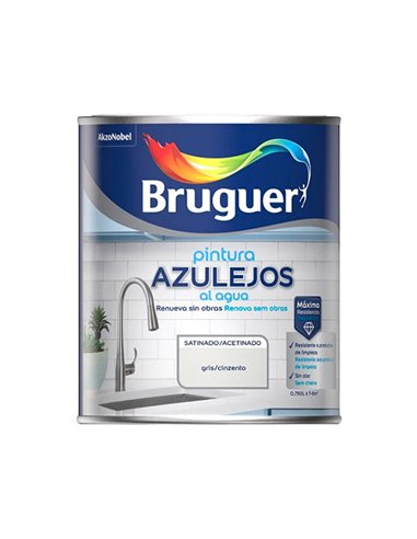 Pintura azulejos al agua gris satinado, 750 ml