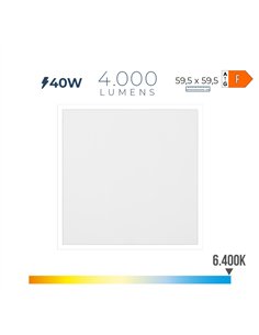 Panel led 40 w 4300 lm ra80 59,5 x 59,5 x 2,9 cm 6400 k luz fria