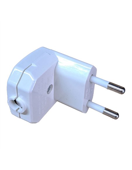 Clavija 2p 10 a 250 v acodada 90° blanco (retractilado)