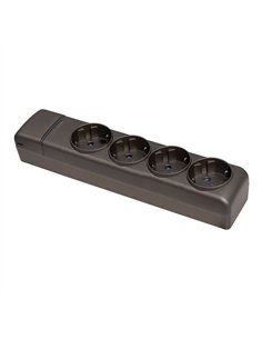 Base múltiple 4 tomas 2p+t schuko, 16 a 250 v~, grafito