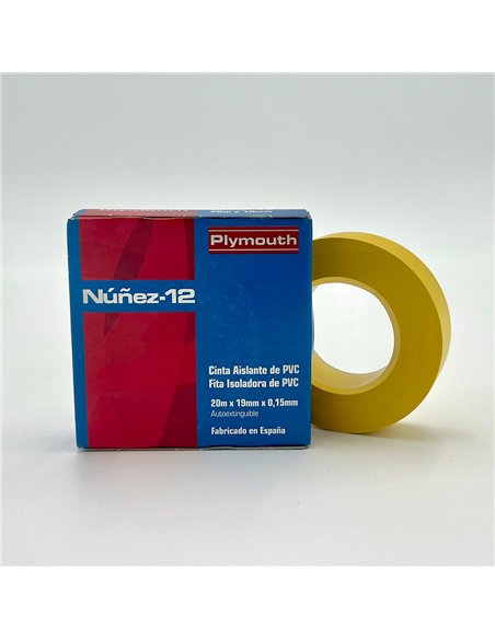Cinta aislante pvc alta adhesión amarilla 20 m x 19 mm x 0,15 mm