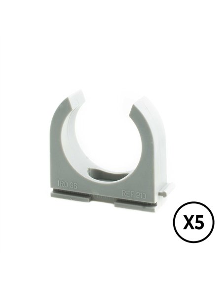Soporte a presion lh ø 25 mm, gris, 5 unidades