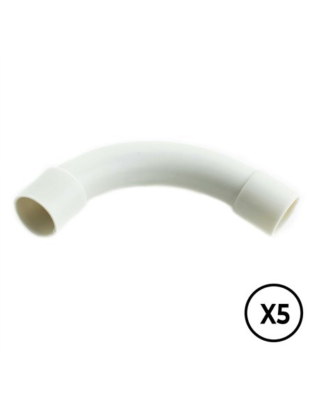 Manguito pvc curvado a 90° ø 16 mm, gris, 5 unidades