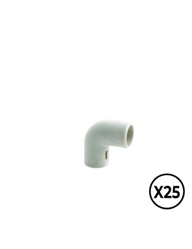 Codo inspeccionable gris 90° de pvc ø 25 mm, 25 unidades