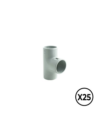Manguito en t inspeccionable de pvc ø 20 mm, gris, 25 unidades