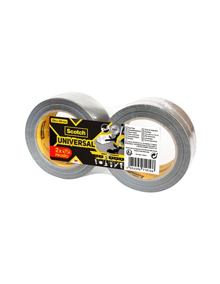 Cinta americana universal 3 25 m x 48 mm, gris, 2 rollos