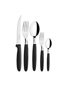 Cubertería 30 piezas negro