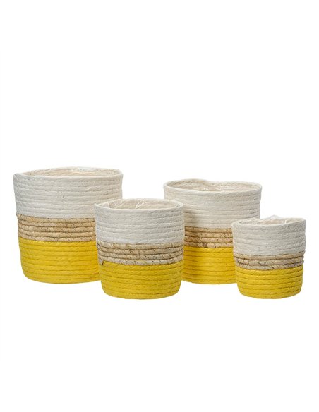 Cubre macetero tricolor de cuerda de papel 4 piezas