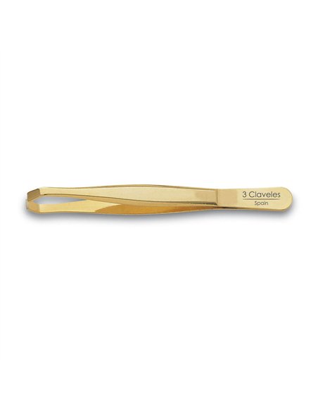 Pinza de depilar cangrejo dorada 9 cm