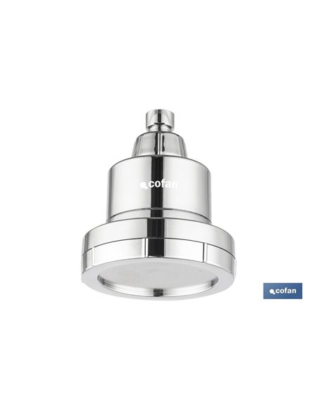 ROCIADOR DE DUCHA CON 15 FILTROS COLOR INOX. 11,5 X 13,5 CM