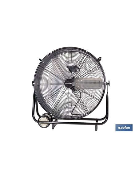 VENTILADOR INDUSTRIAL DE SUELO OSCILANTE NEGRO CON 3 VELOCIDADES Ø60 CM 250 W