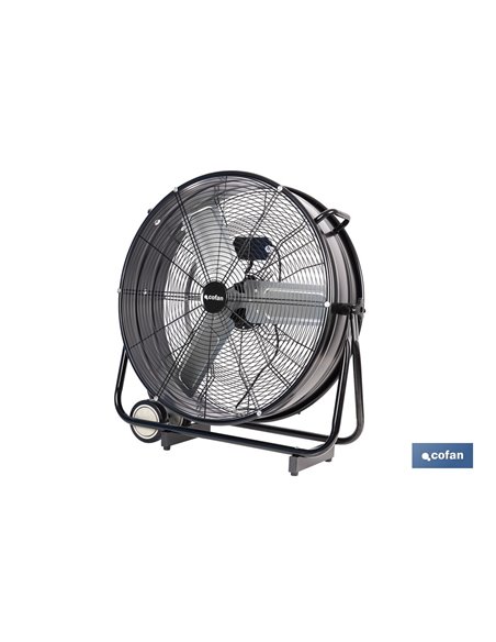 VENTILADOR INDUSTRIAL DE SUELO OSCILANTE NEGRO CON 3 VELOCIDADES Ø60 CM 250 W