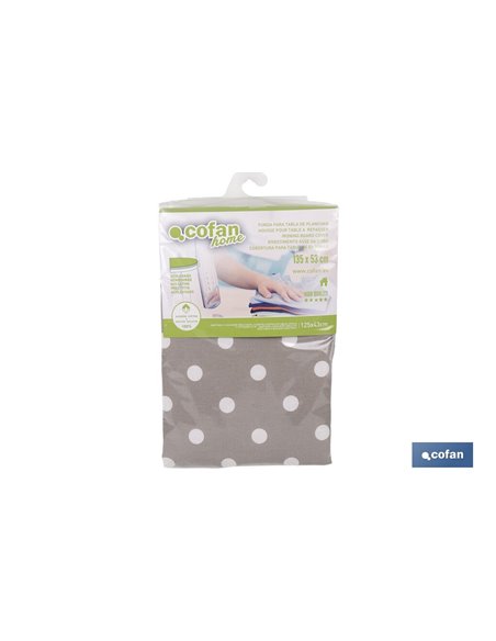 FUNDA ACOLCHADA PARA TABLA DE PLANCHAR 135 X 53 CM  LUNARES