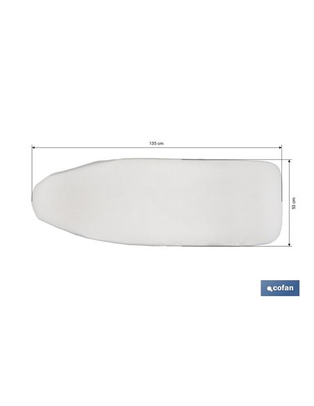 FUNDA ACOLCHADA PARA TABLA DE PLANCHAR 135 X 53 CM  GRIS METALIZADO