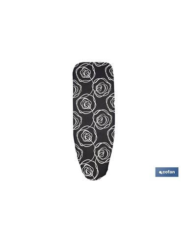 FUNDA ACOLCHADA PARA TABLA DE PLANCHAR 135 X 53 CM ROSAS NEGRAS