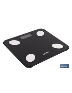 BÁSCULA DE BAÑO DIGITAL NEGRA CON PANTALLA LCD USB MEDICIÓN IMC DE GRASA VISCERAL 30 X 26.5 X 2,2 CM 2
