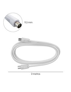 Prolongacion Tv - Video. 2 metros Toma 9,5 mm. Con Adaptador Macho Hembra 2