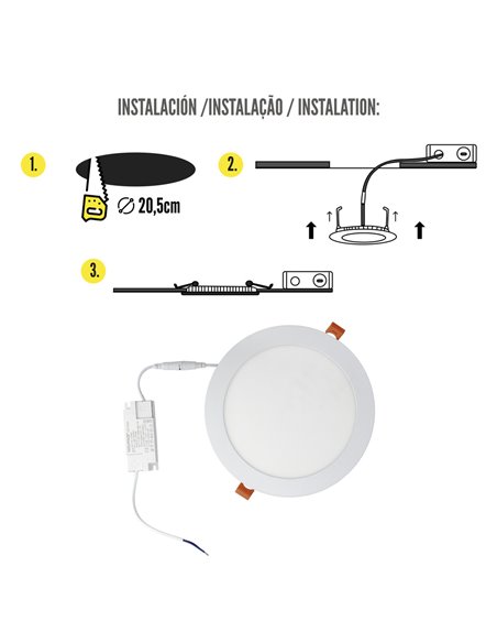 Downlight Led Empotrar 20 Watt 1800 Lumenes 3000K