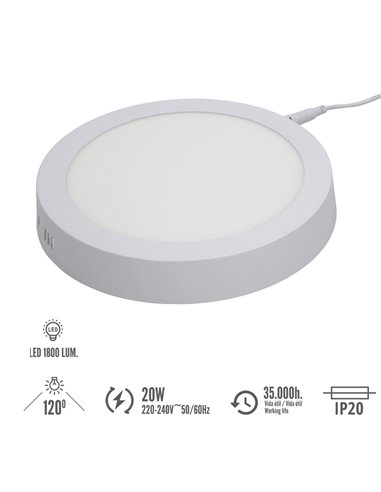 Downlight Superficie Led 20 Watt 1800 Lumenes 6000K