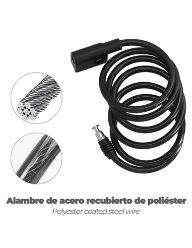 Cable Bicicleta Espiral Con Llave Ø 8 mm. x 150 cm.