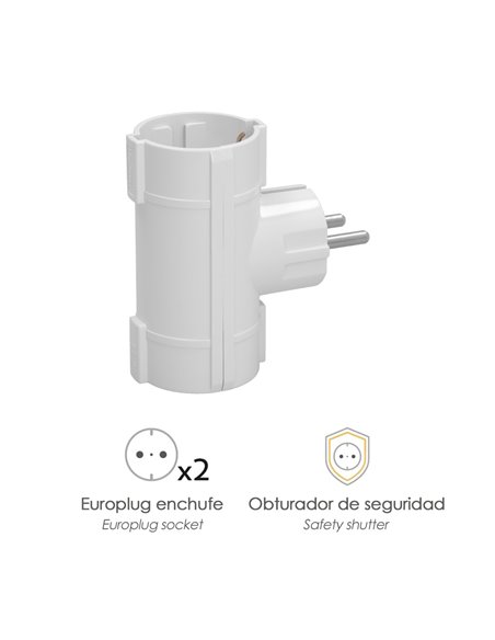 Adaptador Doble Schuko 16 A 250 V.