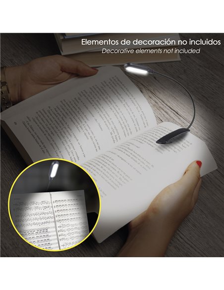 Linterna Led De Mesa, Lectura, Partituras Con Clip A Pilas