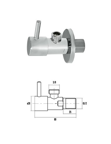 Llave De Escuadra Cerámica 1/2" - 3/8"