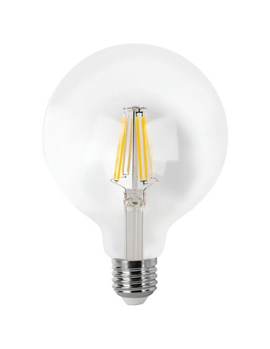BOMBILLA LED GLOBO FILAMENTO MATEL E27 G95 8W FRÍA CLARA