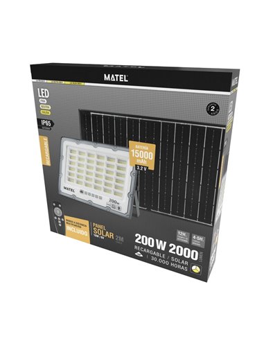 Proyector LED Matel Solar IP65 Gris 200W con Temperatura de Color Ajustable