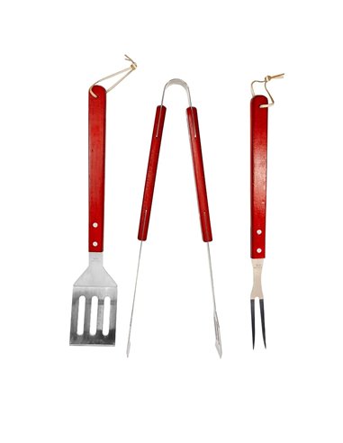Utensilios Barbacoa 3 Piezas con Mango de Madera AKHUO
