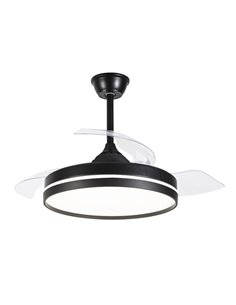 Ventilador de Techo DC Negro con Luz LED y 3 Aspas Retráctiles